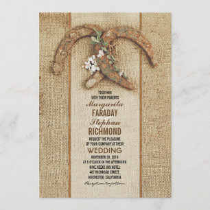 Convite Rustic Burlap de Casamento com Ferradura