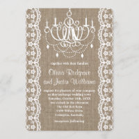Rustic Burlap e Lace Chandelier Wedes