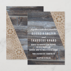 Convite Rustic Burlap e Wooden Weding