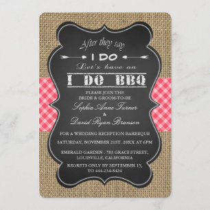 Convite Rustic Burlap, Gingam & Chalkboard I Do Custom De