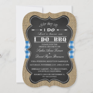 Convite Rustic Burlap, Gingam & Chalkboard I Do Custom De