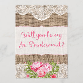 Convite Rustic Burlap Lace Você será minha dama de Bridesm