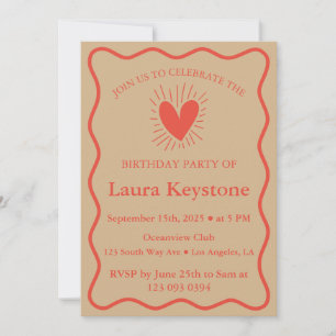 Convite Rustic Burnt Terracotta & Tan Birthday