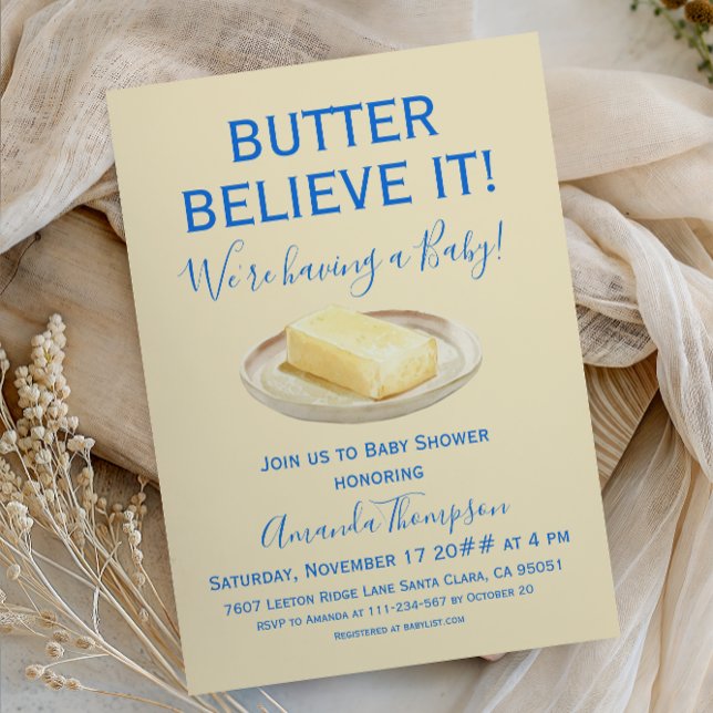 Convite Rustic Butter Yellow Blue Boy Baby Shower (Criador carregado)