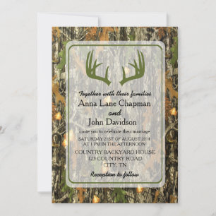 Convite Rustic Camo Antler Casamento