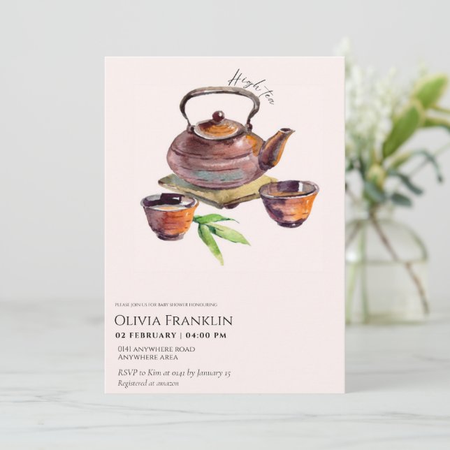 Convite Rustic, chá de fraldas de festas de chá (Em pé/Frente)