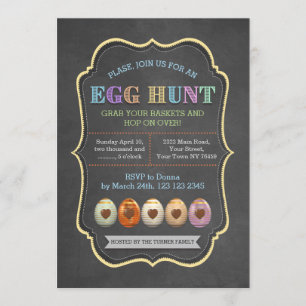 Convite Rustic Chalk Colorful Easter Ount Party
