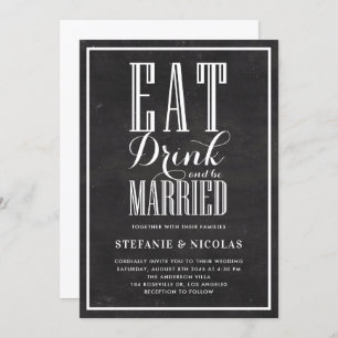 Convite Rustic Chalkboard Coma Bebida e Casamento