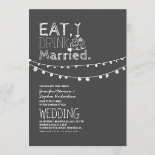 Convite Rustic Chalkboard Come Bebida E Se Casa