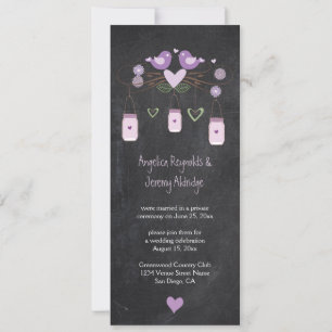 Convite Rustic Chalkboard Love Birds Mason Jars