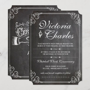 Convite Rustic Chalkboard Vintage Typografia Convidada