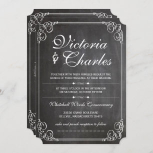 Convite Rustic Chalkboard Vintage Typografia Convidada