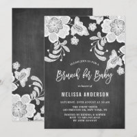 Rustic Chalkboard White Floral Lace Baby Brunch