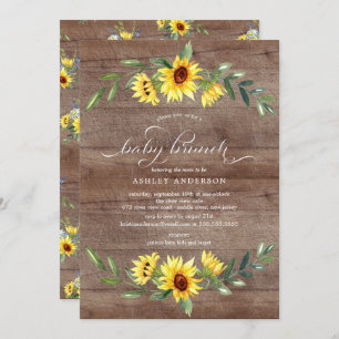 Convite Rustic Cheerful Amarelo Sunflower Baby Brunch