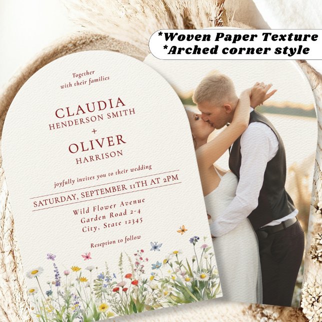 Convite Rustic Chic Boho Wildflower e Photo Weding (Criador carregado)