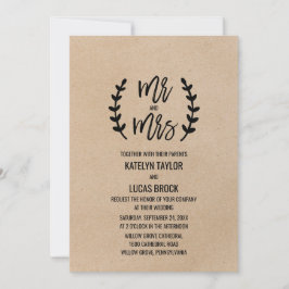 Convite Rustic Chic Faux Kraft Mr & Mrs Wedding