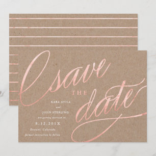 Convite Rustic Chic Rosa Dourado Save the Dates   Rosa Dou