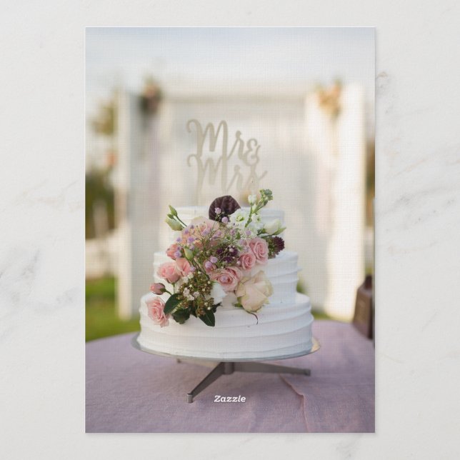 Convite Rustic Chic Tiered Cake Mr. & Mrs. Topper Wedding  (Verso)