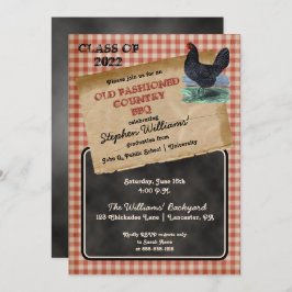 Convite Rustic Chicken Cookout BBQ Graduation Party