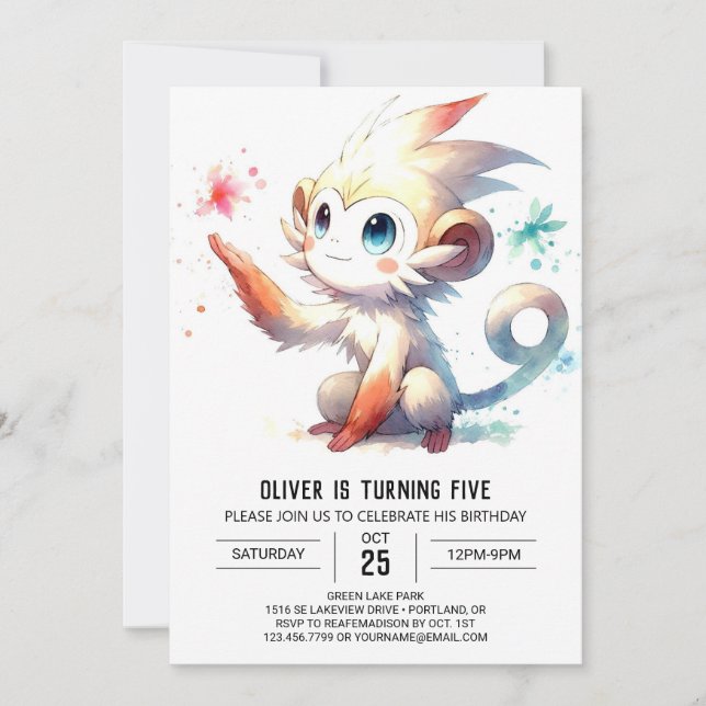 Convite Rustic Children Monkey Birthday (Frente)