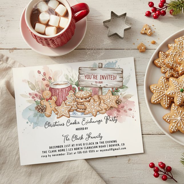 Convite Rustic Christmas Cookie Exchange Party Design (Criador carregado)