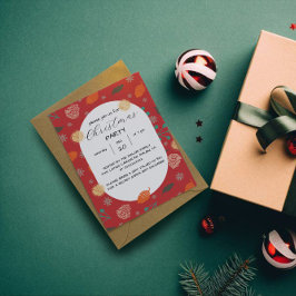 Convite Rustic Christmas Nature Pattern