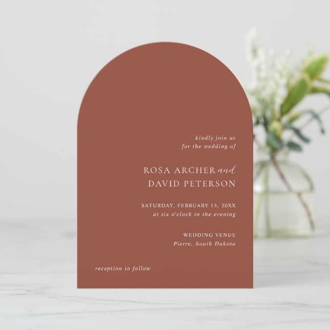 Convite Rustic Copper Editorial Modern Wedding (Em pé/Frente)