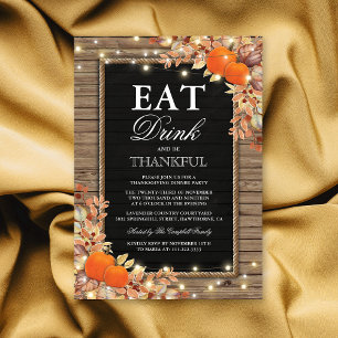Convite Rustic Country Autumn Fall Harvest Thanksgiving