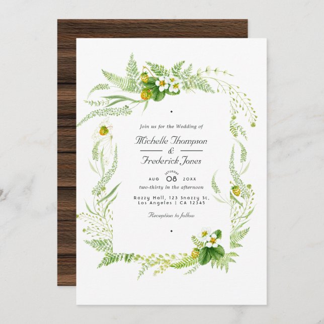 Convite Rustic Country Barn Greenery Código QR Casamento R (Frente/Verso)