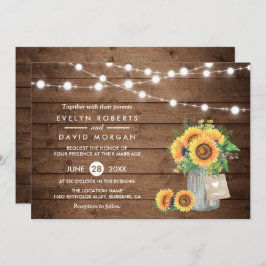 Convite Rustic Country Barn Luz Girassóis Casamento