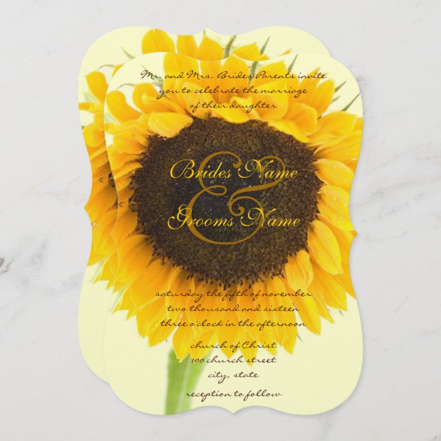 Convite Rustic Country Barn Sunflower (Frente/Verso)