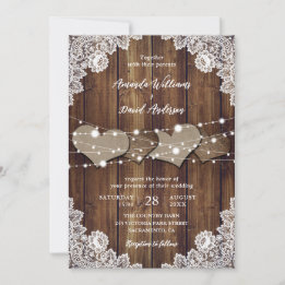Convite Rustic Country Burlap and Lace Weditation