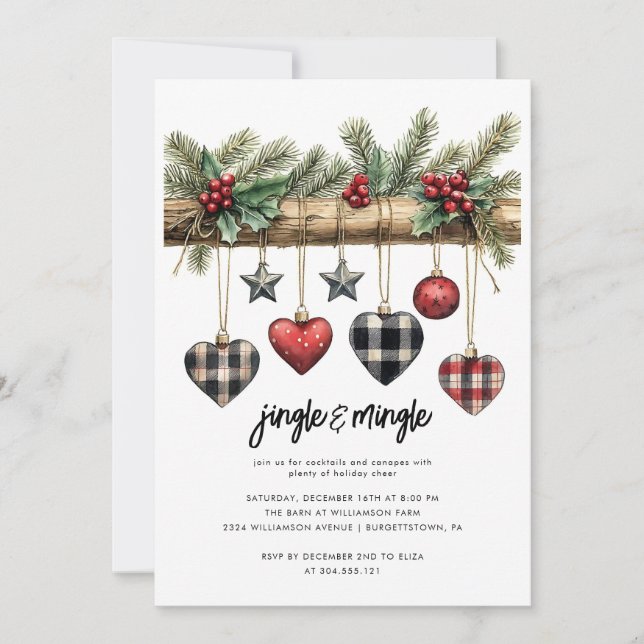 Convite Rustic Country Christmas Party Invitation (Frente)