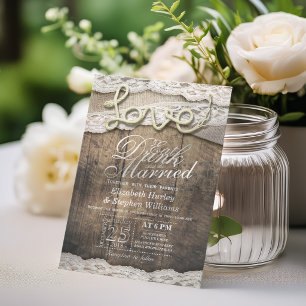 Convite Rustic Country Lace EAT Beber Casar-Se