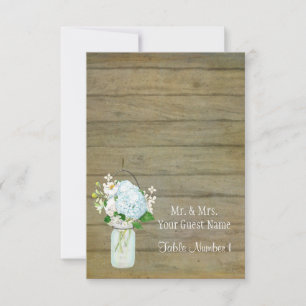 Convite Rustic Country Mason Jar Blush Blue Hydrangeas
