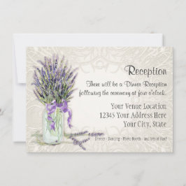 Convite Rustic Country Mason Jar Lace em Floral de Lavanda