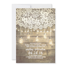 Rustic Country Mason Jars Lights Lace Wood Casamen