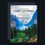 Convite Rustic Country Mounains Scenical Nature Aniversári<br><div class="desc">Um convite de aniversário apressado com uma bela fotografia de uma cena agradável e tranquila da natureza. Floresta verde vibrante na frente e montanhas azuis sombrias nas costas. Com um céu branco nublado e sonhador. Mistura e mágica. Perfeito para uma cabana ou uma festa de aniversário.</div>