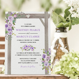 Convite Rustic Country Purple Floral Wedding Pergola