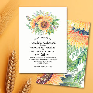 Convite Rustic Country Sunflower Invtions