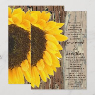 Convite Rustic Country Sunflower Weditation