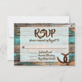 Convite Rustic Country Teal Barn Wood Horsfere RSVP
