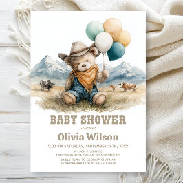 Convite Rustic Country Teddy Bear Baby Shower Invitation