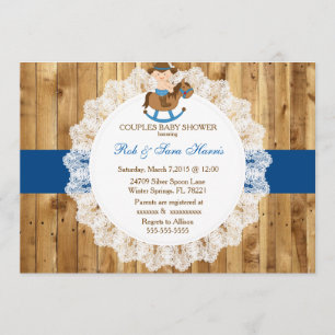 Convite Rustic Country Vintage Wood Chá de fraldas Convide