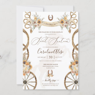 Convite Rustic Country Western Sunflower Boho Sweet 16