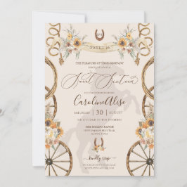 Convite Rustic Country Western Sunflower Boho Sweet 16 Inv