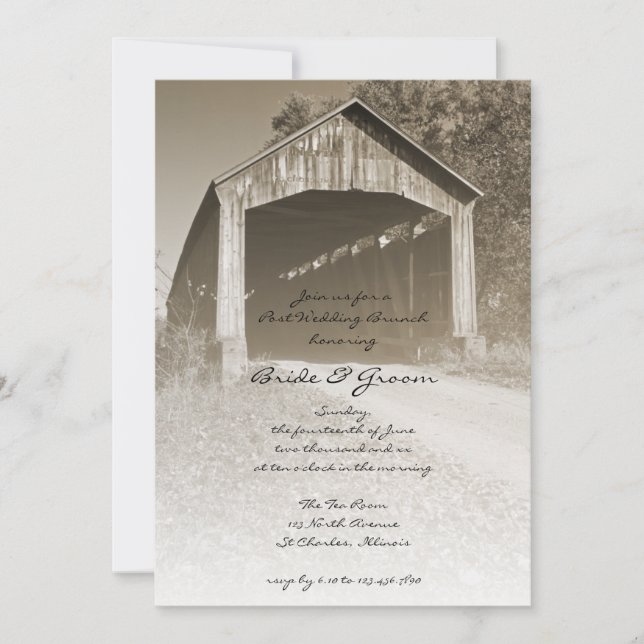 Convite Rustic Covered Bridge Postar Wedding Brunch (Frente)