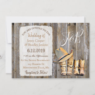 Convite Rustic Cowboy Boots and Lace Weds