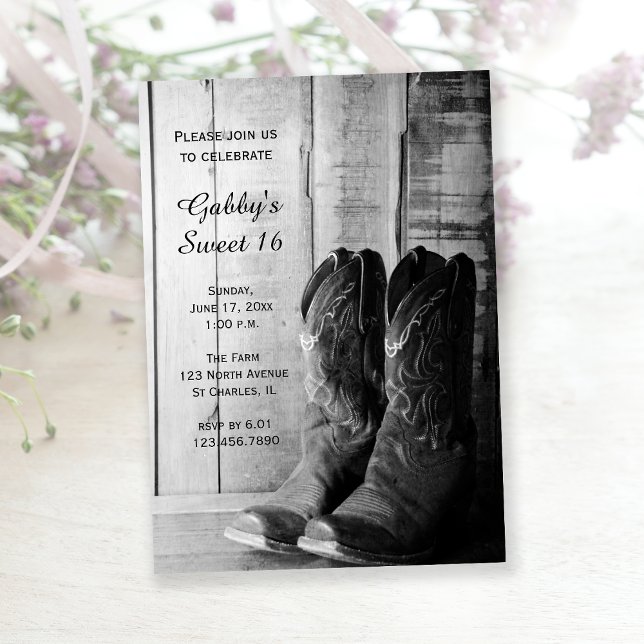 Convite Rustic Cowboy Boots Doce Festa de aniversário de 1 (Criador carregado)