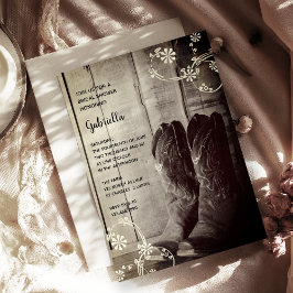 Convite Rustic Cowboy Boots Floral Western Chá de panela